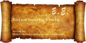 Balzarovszky Ervin névjegykártya